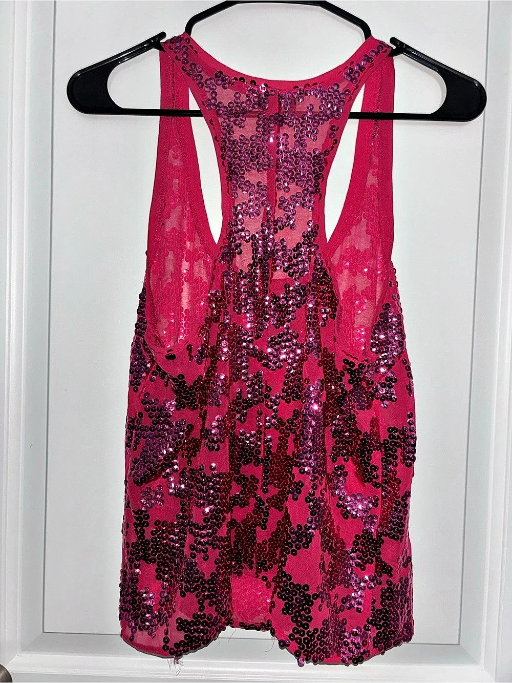Noize Sequined Racerback Tank in Hot Pink